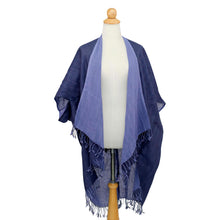 Load image into Gallery viewer, Midnight Blue Cotton Thai Jacket with Light Blue Scarf Set - Midnight Blue Mystique | NOVICA

