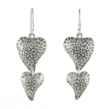 Load image into Gallery viewer, Floral Heart-Shaped Sterling Silver Earrings from Thailand - Flowering Love | NOVICA
