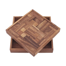 Load image into Gallery viewer, Handcrafted Square Wood Geometric Puzzle from Thailand - Geometry Game | NOVICA
