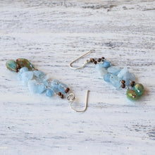 Load image into Gallery viewer, Blue Quartz and Glass Bead Dangle Earrings from Thailand - Crystalline Drops in Blue | NOVICA
