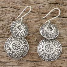 Load image into Gallery viewer, Floral Karen Silver Dangle Earrings from Thailand - La Na Flowers | NOVICA
