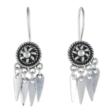 Load image into Gallery viewer, Circular Sterling Silver Chandelier Earrings from Thailand - La Na Wheels | NOVICA
