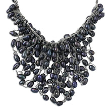 Load image into Gallery viewer, Bold Black Cultured Pearl Pendant Necklace from Thailand - The Enchanting Dark | NOVICA
