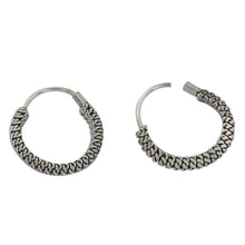 Load image into Gallery viewer, Chain Motif Sterling Silver Hoop Earrings from Thailand - Charming Chain | NOVICA
