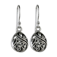 Load image into Gallery viewer, Elegant Sterling Silver Dangle Earrings from Thailand - Swirling Eggs | NOVICA
