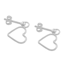 Load image into Gallery viewer, 925 Sterling Silver Heart Shaped Frame Earrings - Elegant Heart | NOVICA
