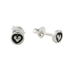 Load image into Gallery viewer, Sterling Silver Circle Frame Petite Heart Stud Earrings - Little Heart | NOVICA

