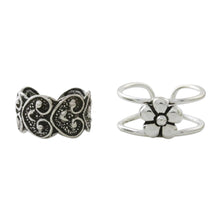 Load image into Gallery viewer, Floral and Heart Motif Sterling Silver Ear Cuffs - Flower Love | NOVICA
