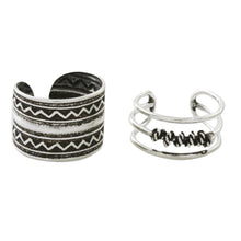 Load image into Gallery viewer, Zigzag and Rope Motif Sterling Silver Ear Cuffs - Zigzag Charm | NOVICA
