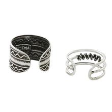 Load image into Gallery viewer, Zigzag and Rope Motif Sterling Silver Ear Cuffs - Zigzag Charm | NOVICA

