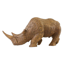 Load image into Gallery viewer, Raintree Wood Rhinoceros Sculpture from Thailand - Respectful Rhino | NOVICA
