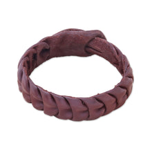 Load image into Gallery viewer, Handmade Leather Wristband Bracelet in Brown from Thailand - Smooth Wave | NOVICA
