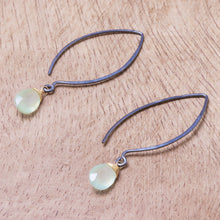 Load image into Gallery viewer, Gold Accent Prehnite Dangle Earrings from Thailand - Midnight Meadow | NOVICA
