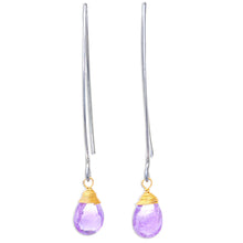Load image into Gallery viewer, Gold Accent Amethyst Dangle Earrings from Thailand - Midnight Meadow | NOVICA
