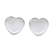 Load image into Gallery viewer, Heart-Shaped Sterling Silver Stud Earrings from Thailand - Simple Hearts | NOVICA
