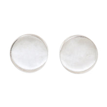 Load image into Gallery viewer, Round Sterling Silver Stud Earrings from Thailand - Round Simplicity | NOVICA
