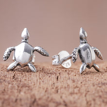 Load image into Gallery viewer, Sterling Silver Sea Turtle Stud Earrings from Thailand - Sea Turtle Bliss | NOVICA
