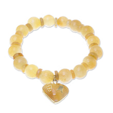 Load image into Gallery viewer, Gold Accented Quartz Beaded Heart Bracelet in Yellow - Purest Heart in Yellow | NOVICA
