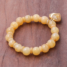 Load image into Gallery viewer, Gold Accented Quartz Beaded Heart Bracelet in Yellow - Purest Heart in Yellow | NOVICA
