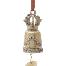 Load image into Gallery viewer, Elephant-Themed Brass Bell Crafted in Thailand - Golden Elephant Song | NOVICA
