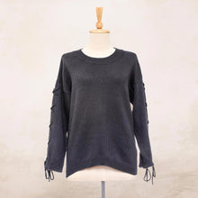 Load image into Gallery viewer, Knit Cotton Pullover in Flint from Thailand - Cool Cross in Flint | NOVICA
