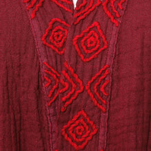 Load image into Gallery viewer, Embroidered Cotton Robe in Cerise and Strawberry - Relaxing Sangria | NOVICA
