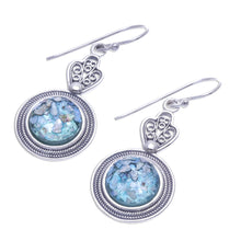 Load image into Gallery viewer, Handcrafted Thai Sterling Silver and Roman Glass Earrings - Mesmerizing Color | NOVICA
