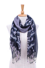 Load image into Gallery viewer, Pair of Cotton Tie-Dye Scarves in Shades of Grey - Galaxy of Love | NOVICA
