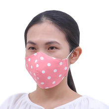 Load image into Gallery viewer, 3 Pink-White-Sepia Print Ear Loop Cotton Face Masks Set - Rosy Dots and Posies | NOVICA
