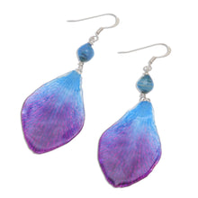 Load image into Gallery viewer, Blue Orchid Petal Earrings from Thailand - Forever Orchid in Blue | NOVICA
