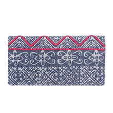 Load image into Gallery viewer, Hand Made Cotton and Leather Batik Long Wallet - Red Thread | NOVICA
