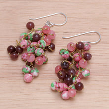 Load image into Gallery viewer, Hand Crafted Quartz and Agate Dangle Earrings - Dionysus in Pink | NOVICA
