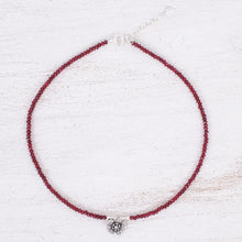 Load image into Gallery viewer, Quartz and Karen Silver Pendant Necklace - Color Sense in Red | NOVICA
