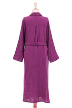 Load image into Gallery viewer, Handmade Belted Cotton Shirtwaist Dress from Thailand - Street Smarts in Mulberry | NOVICA
