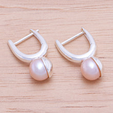 Load image into Gallery viewer, Cultured Pearl and Sterling Silver Drop Earrings - Mood Lift in Peach | NOVICA
