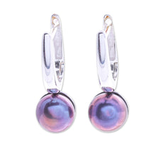 Load image into Gallery viewer, Purple Cultured Pearl Drop Earrings - Mood Lift in Purple | NOVICA
