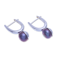Load image into Gallery viewer, Purple Cultured Pearl Drop Earrings - Mood Lift in Purple | NOVICA
